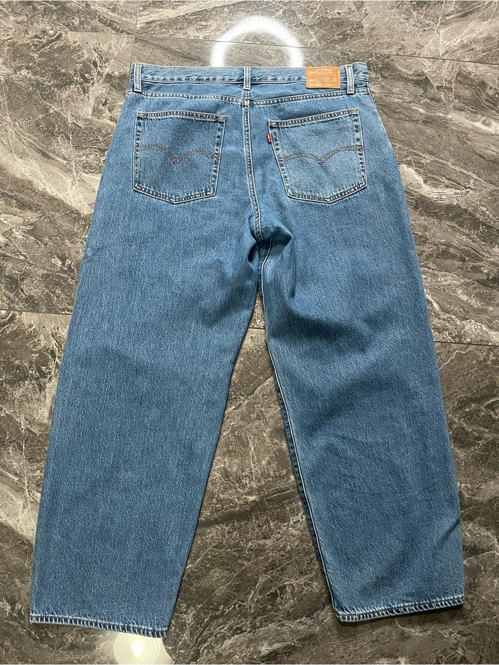 Levi's Premium Baggy Dad Jeans 32x30 Blue Denim Wide Straight Leg Big E Slouchy